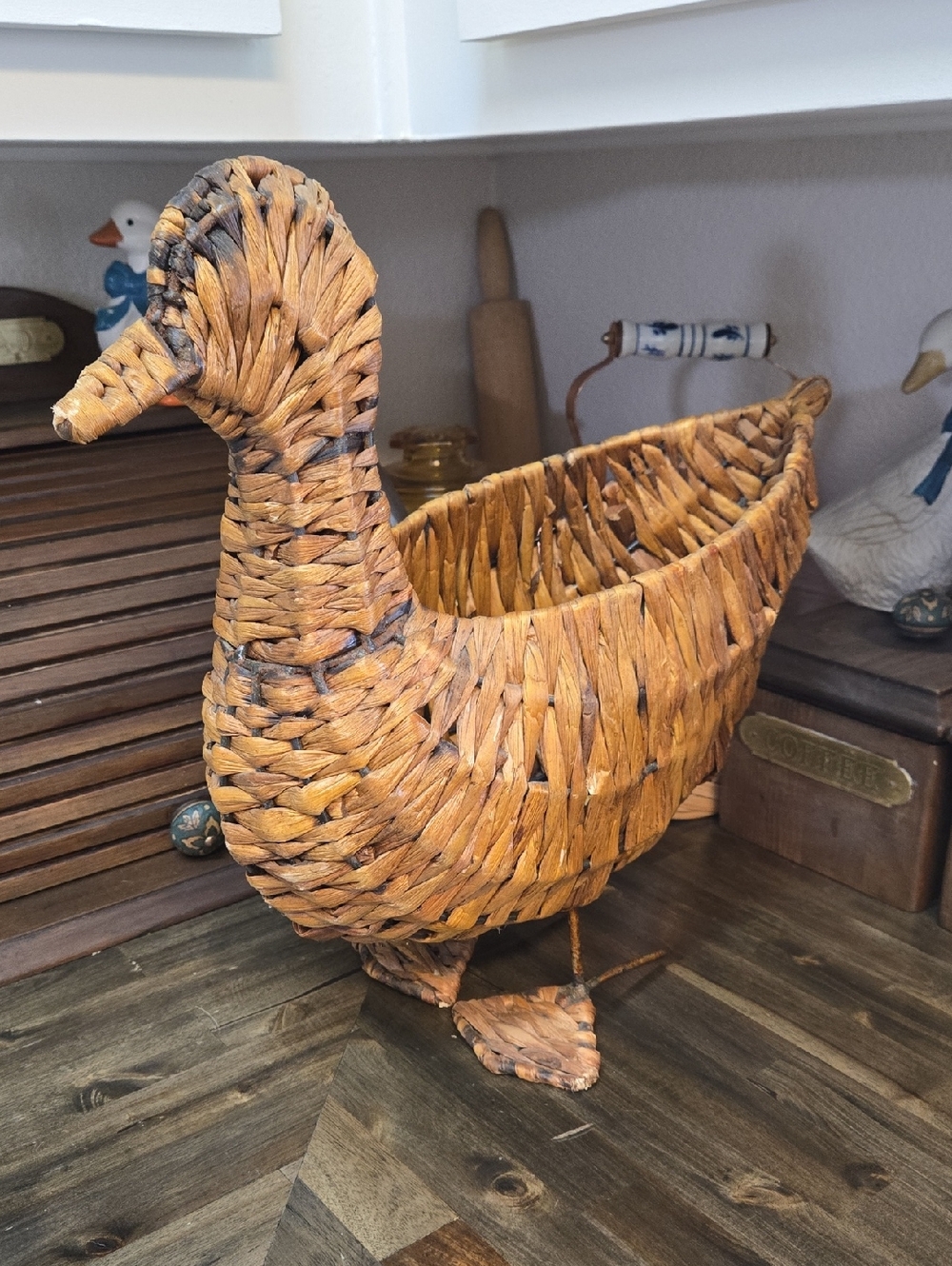 Handwoven Duck Basket - Natural Brown Home Accent